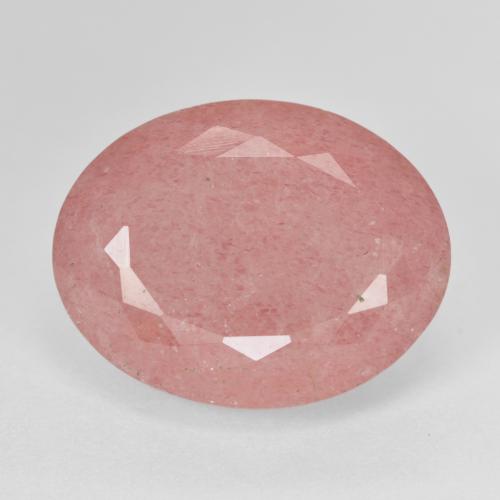 Quartz fraise Rose intense naturelle Coupe ovale, 13.85 ct, Translucide