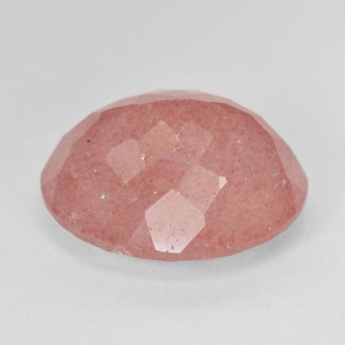 Quartz fraise Rose intense naturelle Coupe ovale, 13.85 ct, Translucide
