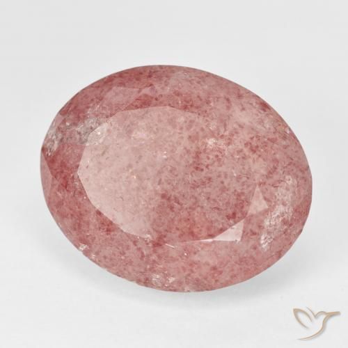 Quartz fraise Rose moyen naturelle ovale, 20.31 ct, Translucide