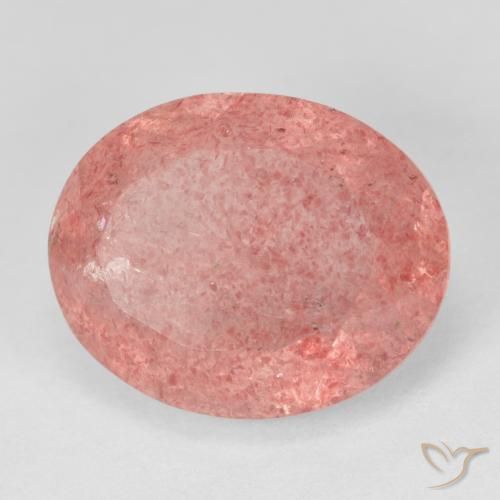 Quartz fraise Rose léger naturelle ovale, 8.41 ct, Translucide