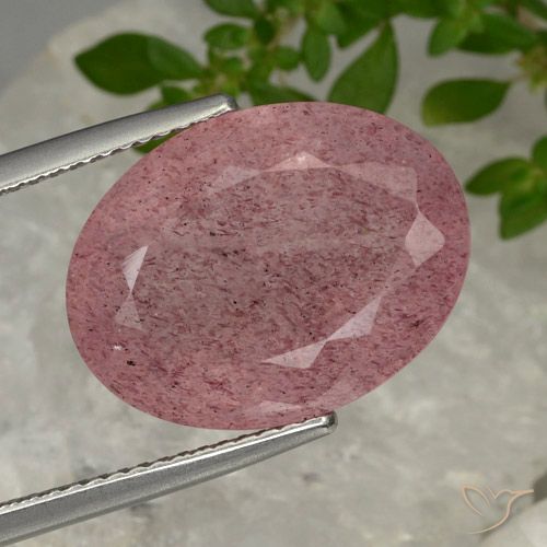 Quartz Fraise Rose moyen naturelle ovale, 11.60 ct, Translucide
