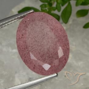 Quartz Fraise Rose moyen naturelle ovale, 11.60 ct, Translucide