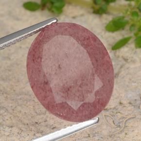 Quartz fraise Rose moyen naturelle ovale, 6.85 ct, Translucide