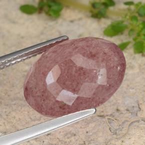 Quartz fraise Rose moyen naturelle ovale, 6.85 ct, Translucide