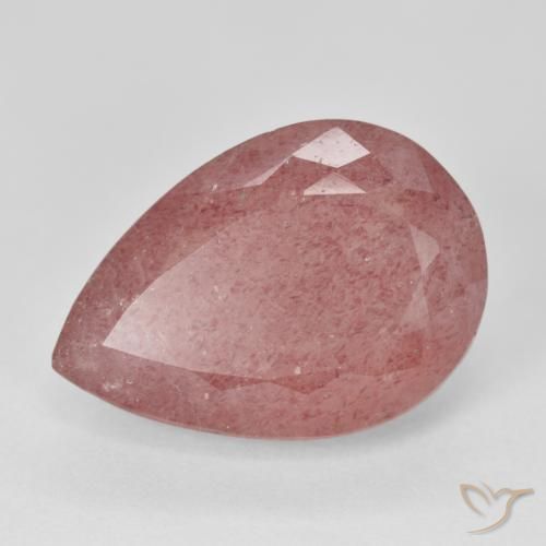 12.90ct Naturel Rose Quartz Fraise, En forme de poire, Translucide