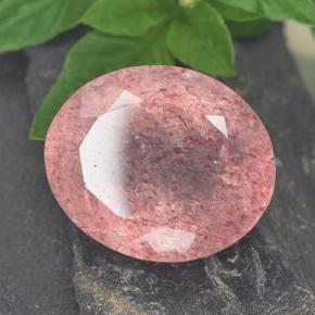 Quartz fraise rose naturelle coupe ovale, 8,93 ct, translucide