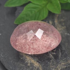 Quartz fraise rose naturelle coupe ovale, 8,93 ct, translucide