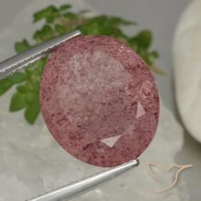 Quartz fraise Rose naturelle ovale, 13.88 ct, Translucide