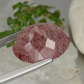 Quartz fraise Rose naturelle ovale, 13.88 ct, Translucide