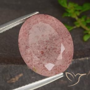 Quartz fraise Orange rose naturelle ovale, 13.48 ct, Translucide