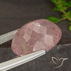 Quartz fraise Orange rose naturelle ovale, 13.48 ct, Translucide