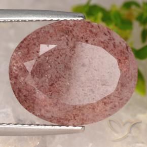 Quartz Fraise Rose moyen naturelle ovale, 10.20 ct, Translucide