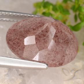 Quartz Fraise Rose moyen naturelle ovale, 10.20 ct, Translucide