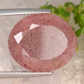Quartz fraise Orange rose naturelle ovale, 14.58 ct, Translucide