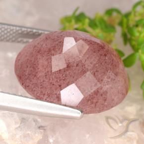 Quartz fraise Orange rose naturelle ovale, 14.58 ct, Translucide