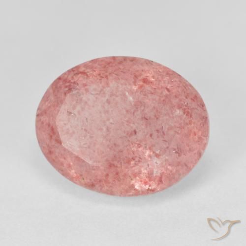 Quartz Fraise Rose moyen naturelle ovale, 8.02 ct, Translucide