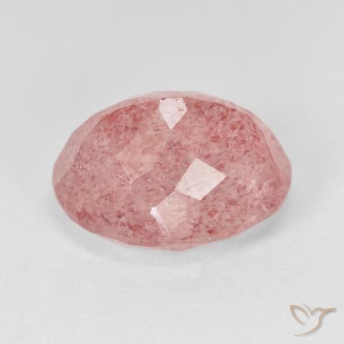 Quartz Fraise Rose moyen naturelle ovale, 8.02 ct, Translucide