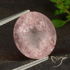 Quartz Fraise Rose clair naturelle ovale, 7.37 ct, Translucide