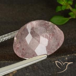 Quartz Fraise Rose clair naturelle ovale, 7.37 ct, Translucide