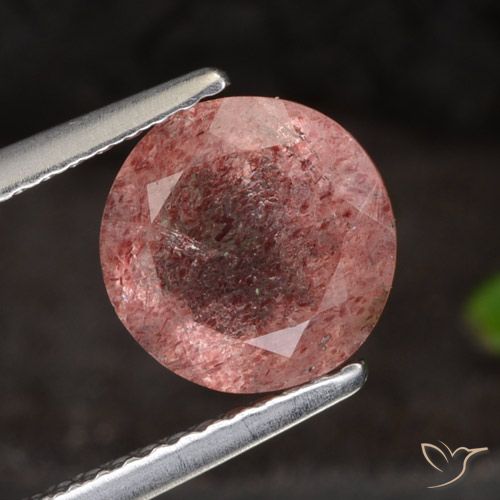 1.98ct Naturel Rose foncé Quartz Fraise, Tour, Translucide