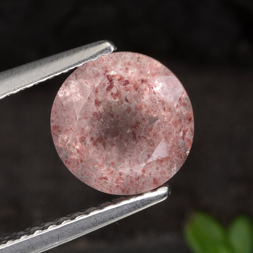 Quartz fraise rose naturelle coupe roude, 1,90 ct, translucide