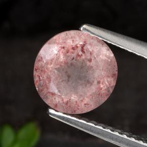 Quartz fraise rose naturelle coupe roude, 1,90 ct, translucide