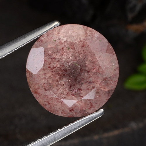 Quartz fraise Rose foncé naturelle Coupe roude, 4.44 ct, Translucide