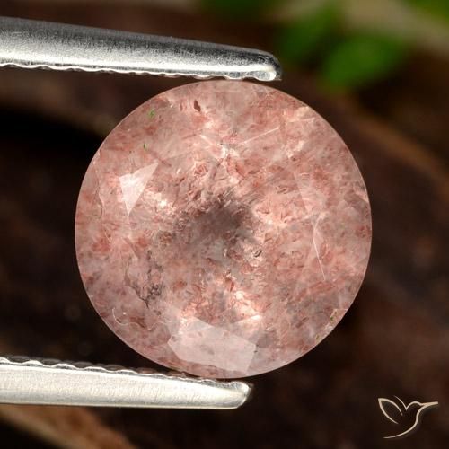1.92ct Naturel Rose moyen-foncé Quartz Fraise, Tour, Translucide