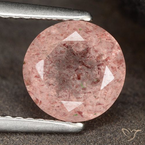 1.98ct Naturel Rose terreux Quartz fraise, Tour, Translucide