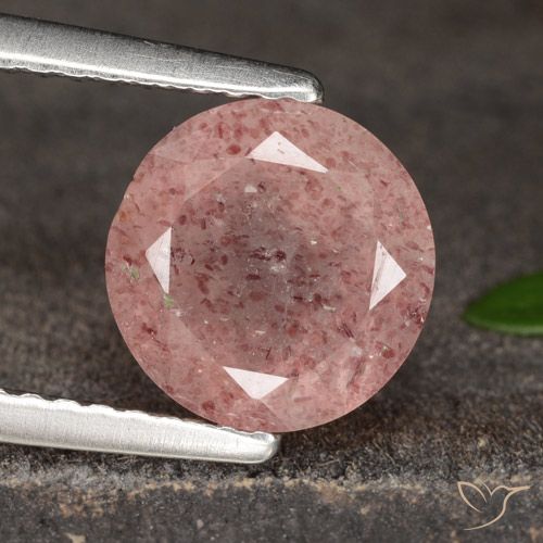 1.72ct Naturel Rose léger Quartz fraise, Tour, Translucide