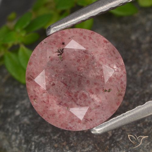 1.64ct Naturel Rose Quartz Fraise, Tour, Translucide