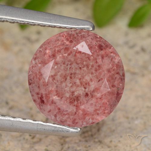 1.76ct Naturel Rose moyen Quartz fraise, Tour, Translucide