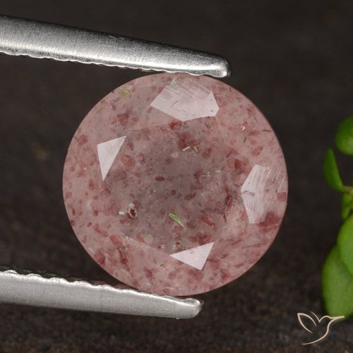 1.64ct Naturel Rose moyen Quartz Fraise, Tour, Translucide