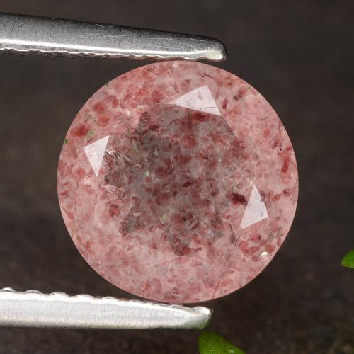 Quartz fraise rouge naturelle coupe roude, 2,00 ct, translucide