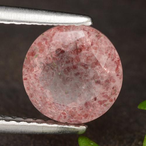Quartz fraise rouge naturelle coupe roude, 2,00 ct, translucide