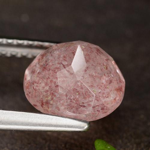 Quartz fraise rouge naturelle coupe roude, 2,00 ct, translucide