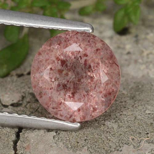 Quartz Fraise Ton rose naturelle Tour, 2.04 ct, Translucide