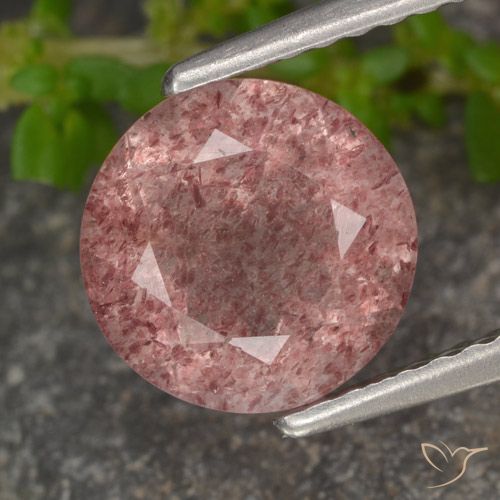 1.74ct Naturel Rose moyen Quartz Fraise, Tour, Translucide