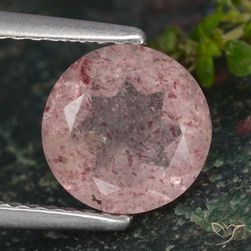 1.70ct Naturel Rose clair Quartz Fraise, Tour, Translucide