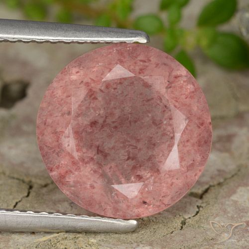 4.68ct Naturel Rose moyen Quartz fraise, Tour, Translucide