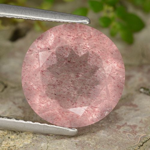 4.16ct Naturel Rose terreux Quartz fraise, Tour, Translucide