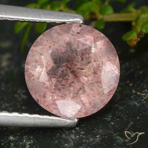 1.60ct Naturel Rose moyen-léger Quartz Fraise, Tour, Translucide