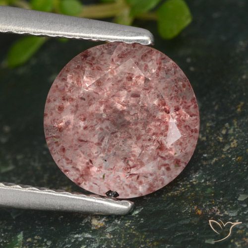 1.67ct Naturel Rose foncé Quartz fraise, Tour, Translucide