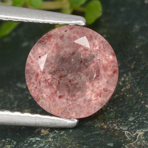 1.80ct Naturel Rose terreux Quartz Fraise, Tour, Translucide