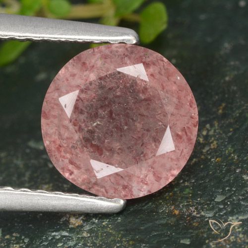 1.77ct Naturel Rose moyen-léger Quartz Fraise, Tour, Translucide