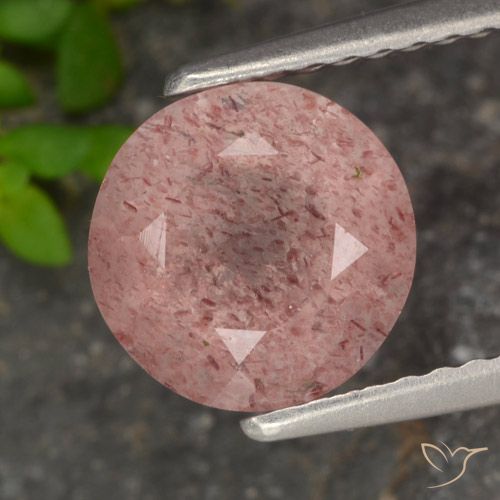 1.80ct Naturel Rose terreux Quartz fraise, Tour, Translucide