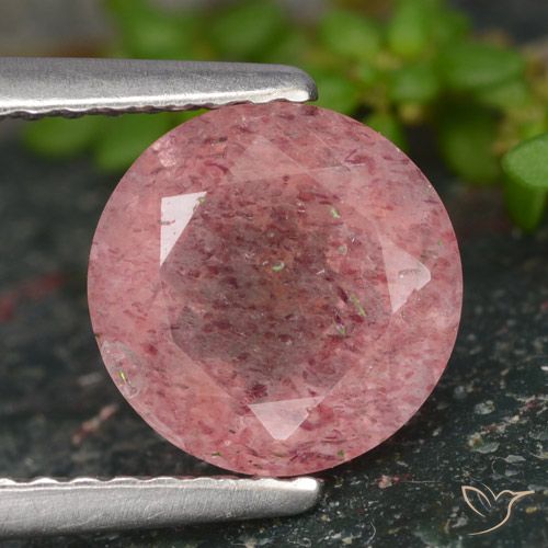1.65ct Naturel Rose moyen-foncé Quartz fraise, Tour, Translucide
