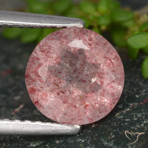 1.66ct Naturel Ton rose Quartz Fraise, Tour, Translucide
