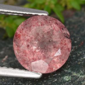 Quartz fraise rose naturelle coupe roude, 1,97 ct, translucide