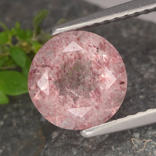 Quartz Fraise Rose moyen naturelle Tour, 1.75 ct, Translucide